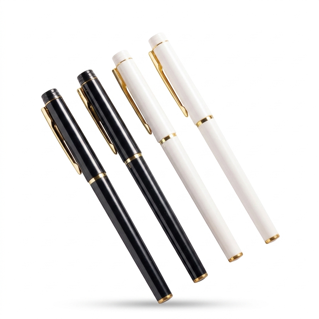 Elegant Black & White Pens Set of 4
