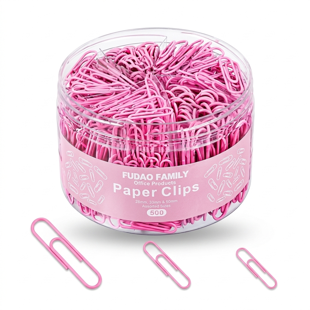 Pink Assorted Paper Clips 500 Pcs for Office Home