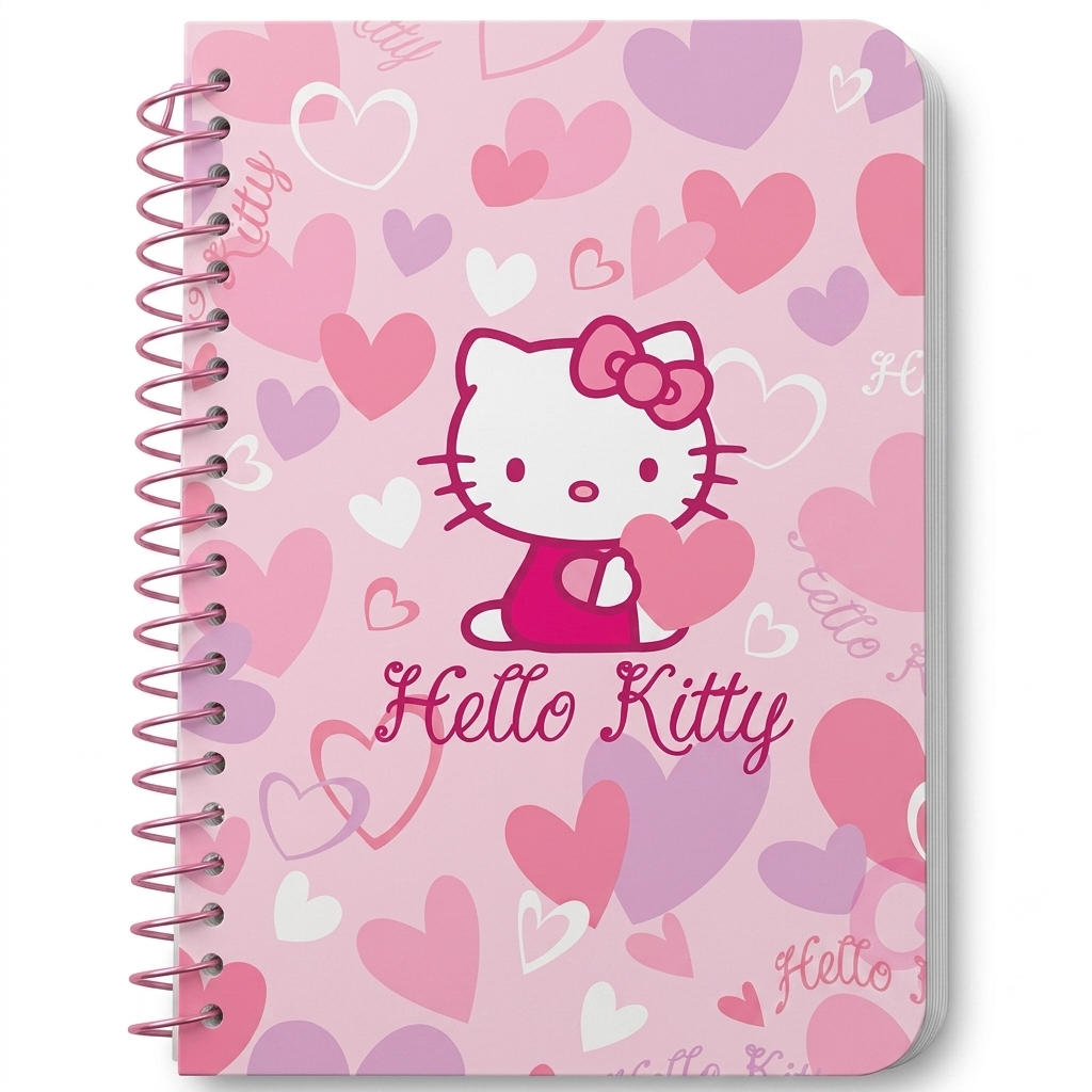 Hello Kitty Pink Hearts Spiral Notebook