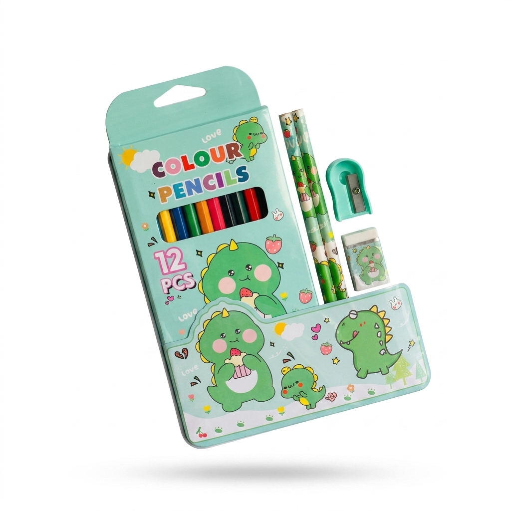 12 Pcs Dinosaur Colour Pencil Set for Kids