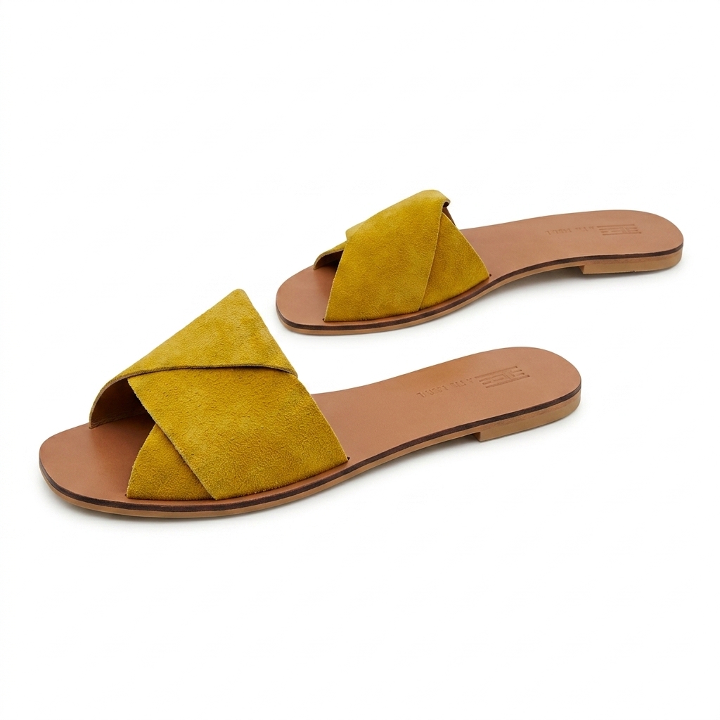 Women's Suede Criss-Cross Flat Slides