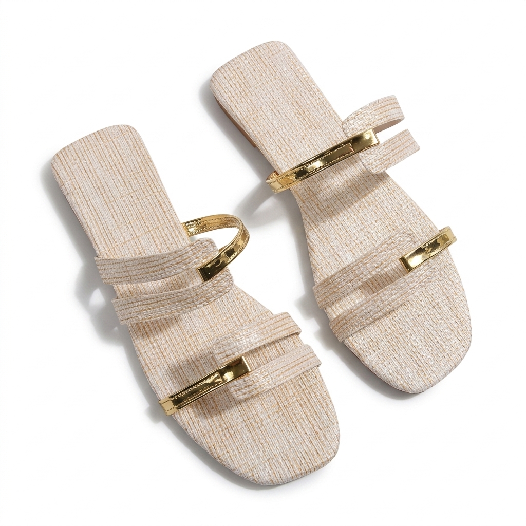 Stylish Women's Flat Sandals with Gold Accents