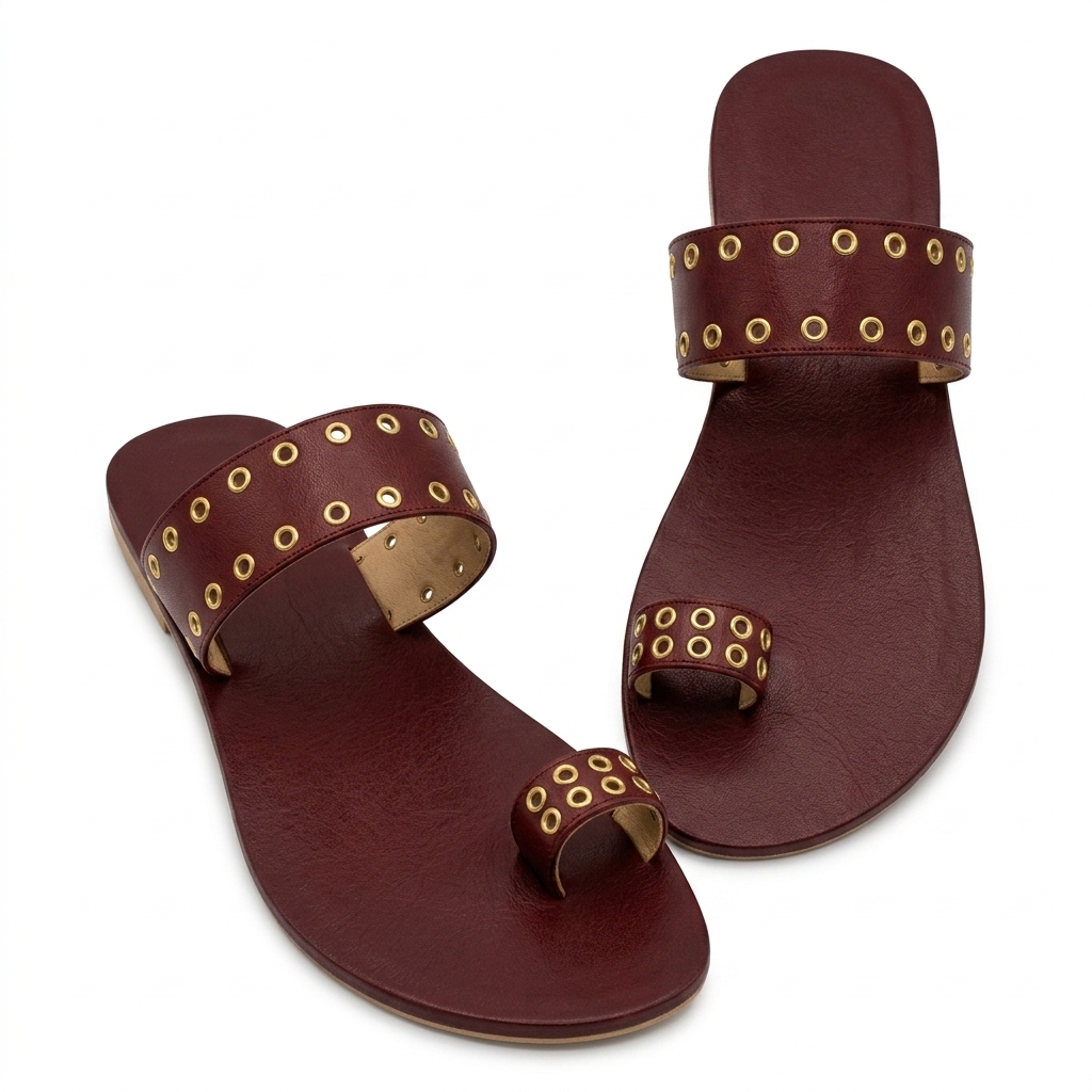 Trendy Maroon Flat Slip-On Sandals for Women