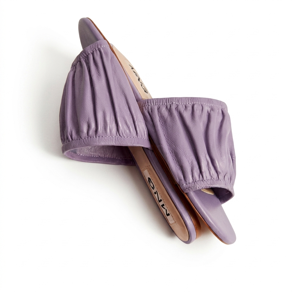 Mango Women's Purple Ruched Flat Sandals