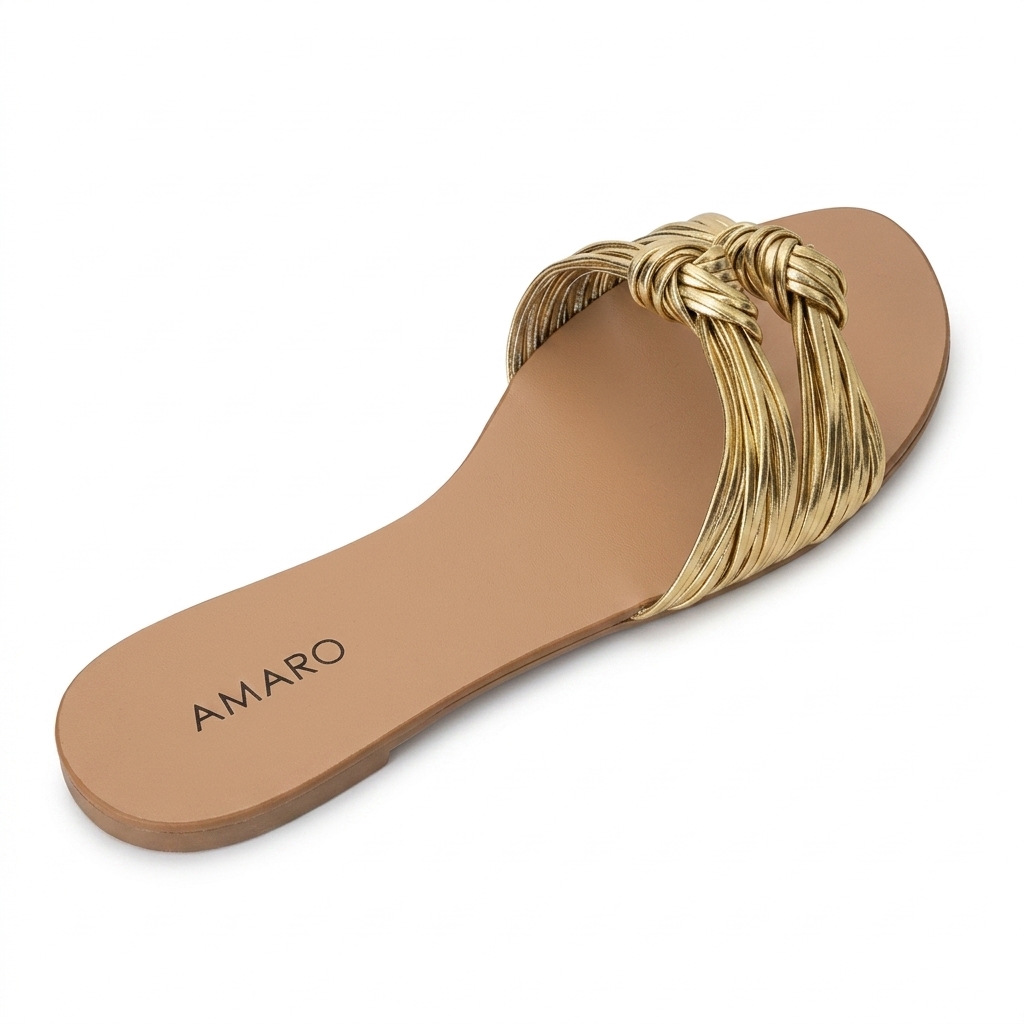 Trendy Gold Knotted Flat Sliders for Women