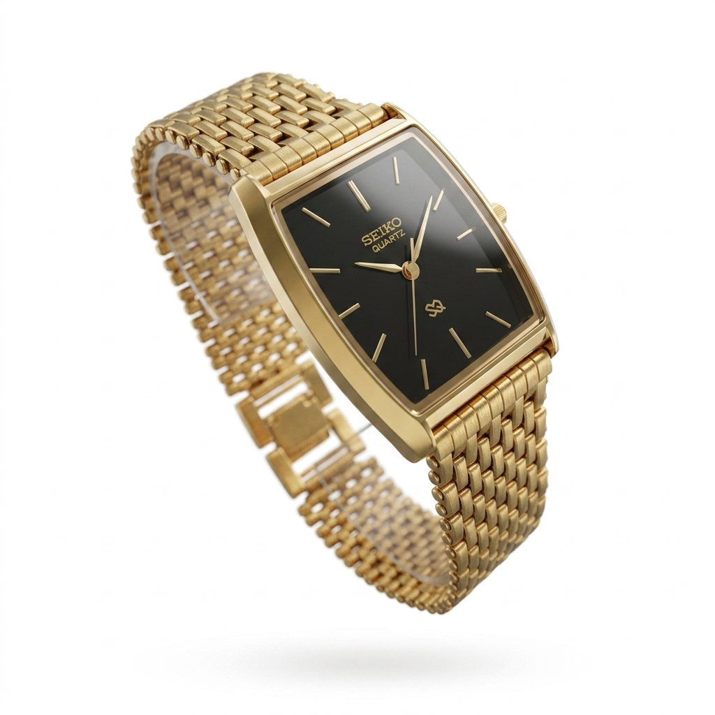 Seiko Quartz Gold Tone Rectangle Watch