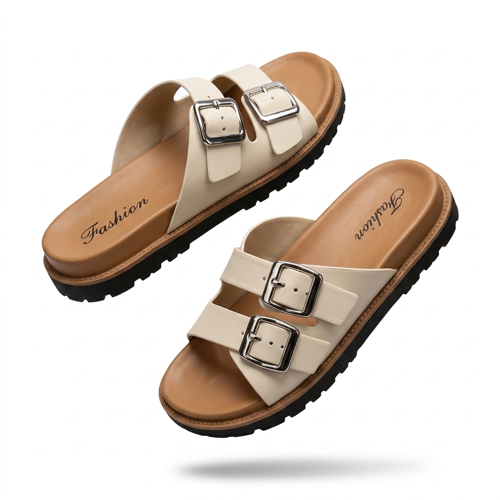 Stylish Women's Double Buckle Chunky Sandals