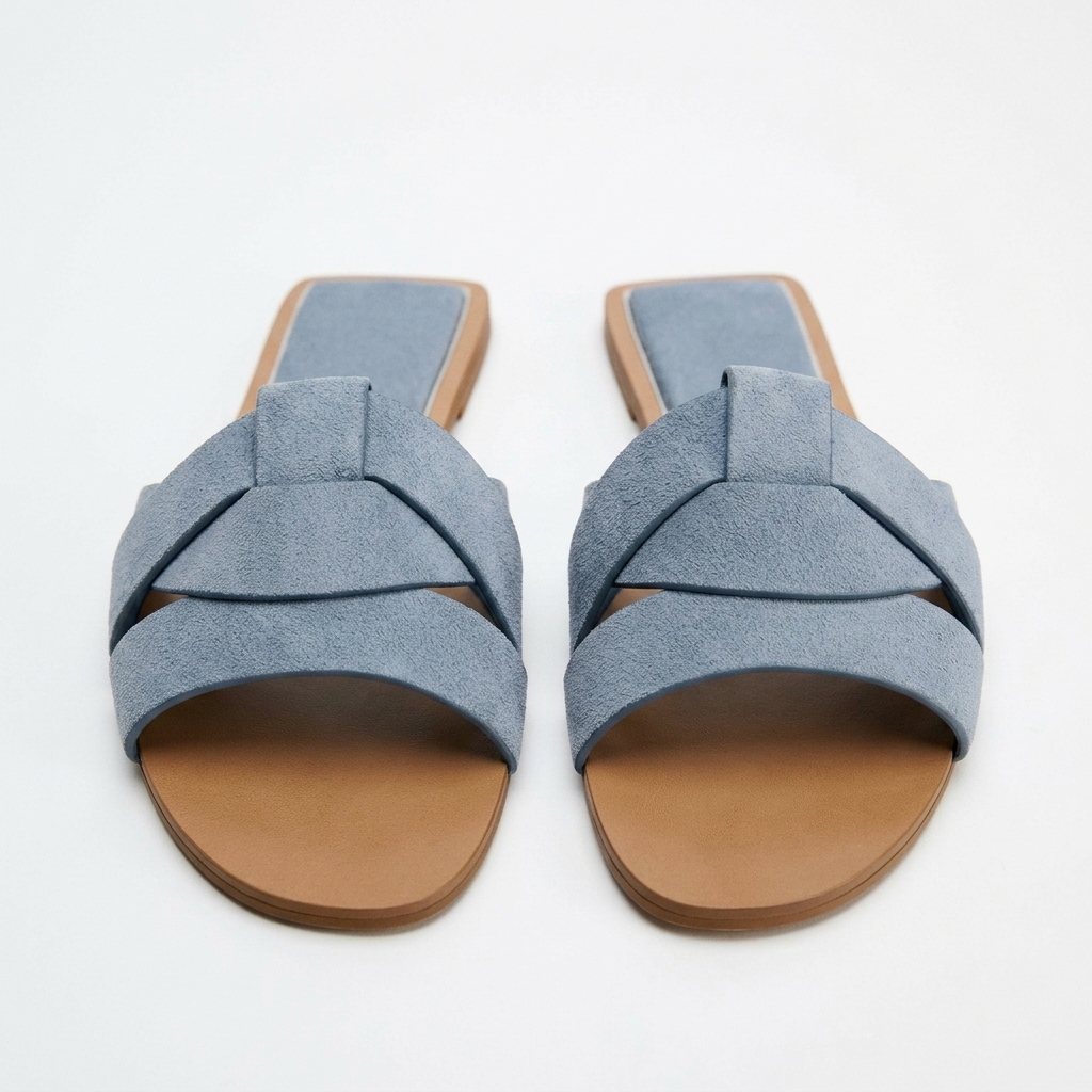 Stylish Blue Criss-Cross Flat Sandals for Women