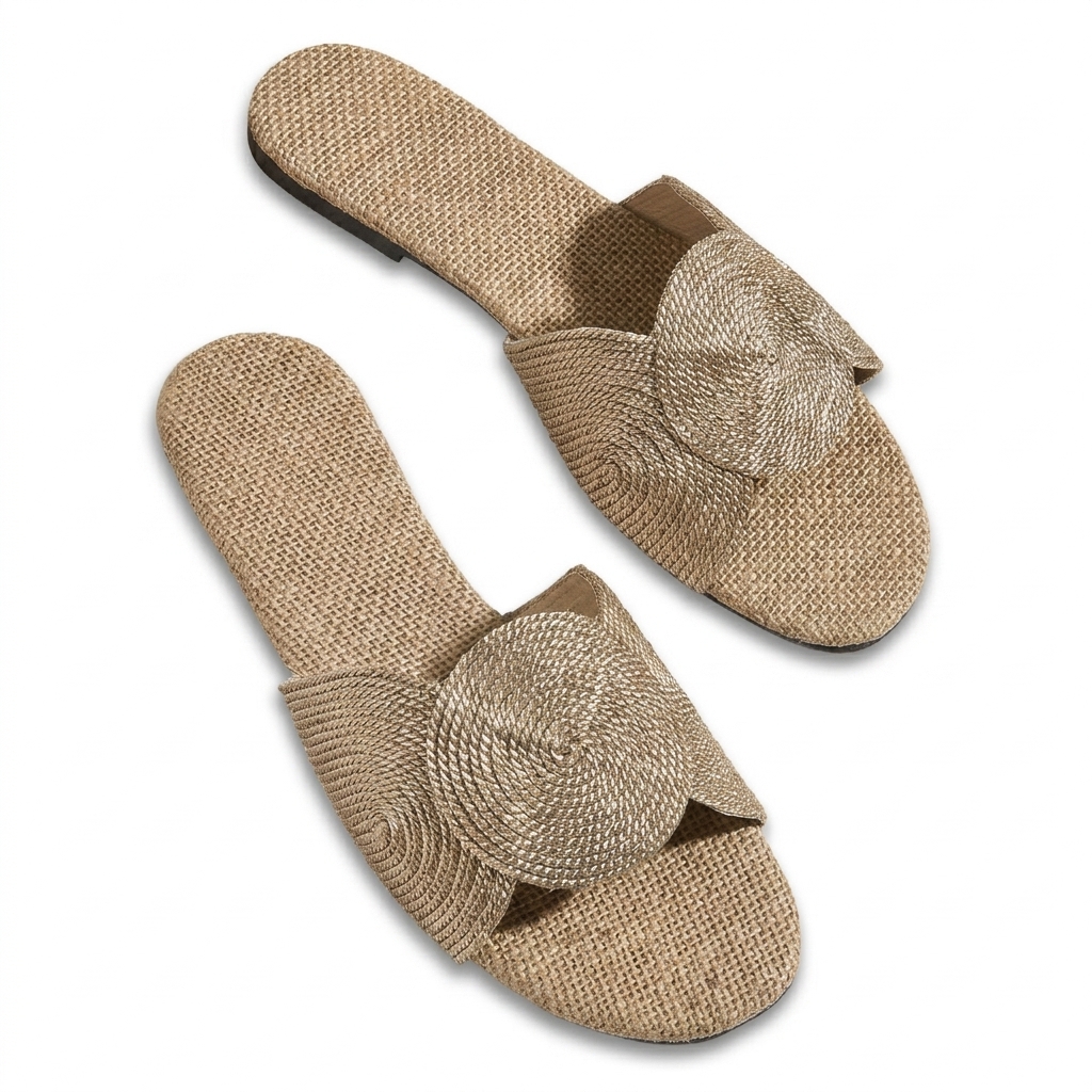Stylish Jute Weave Flat Slides for Women