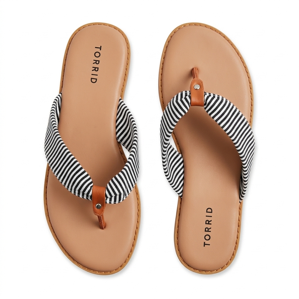 Women's Striped Flat Sandals | Beach Flip Flops