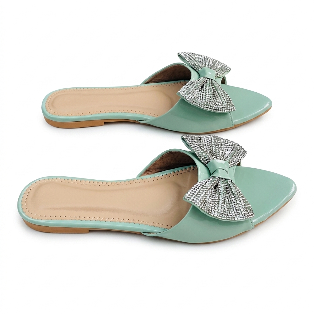 Women's Embellished Bow Flat Sliders