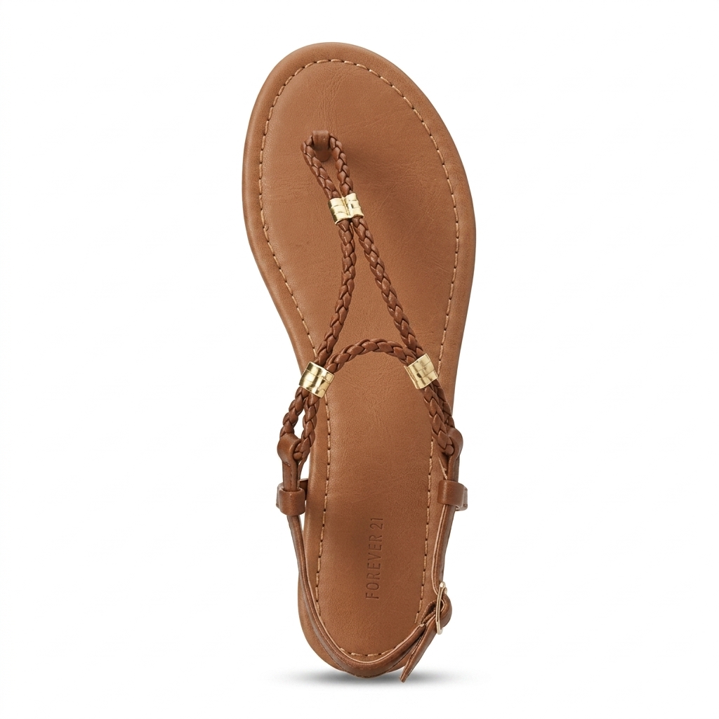 Stylish Tan Braided Flat Sandals for Women
