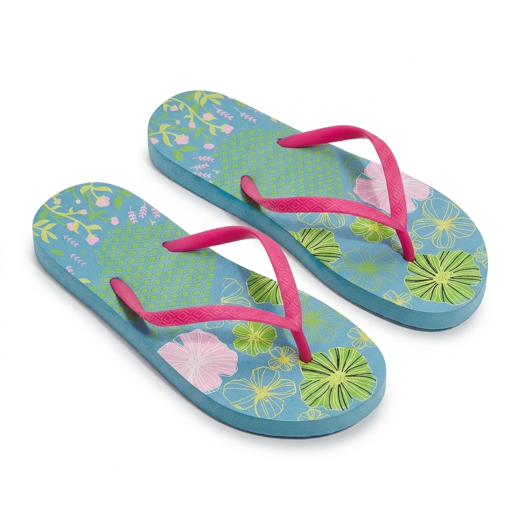 Trendy Floral Print Women's Flip Flops