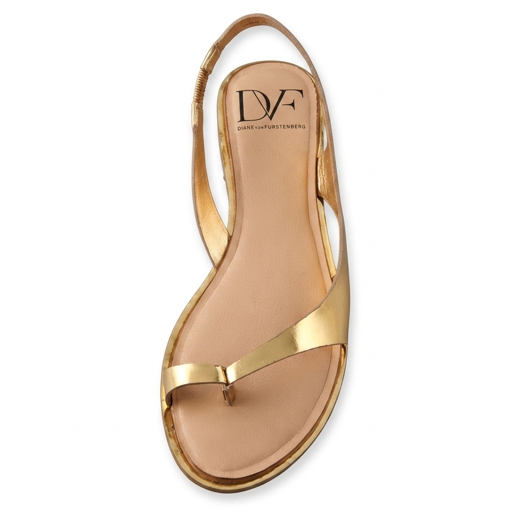 Diane von Furstenberg Gold Flat Sandals for Women
