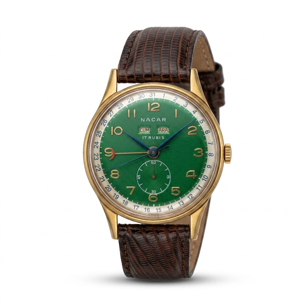 Vintage Style Men's Green Dial Analog Watch