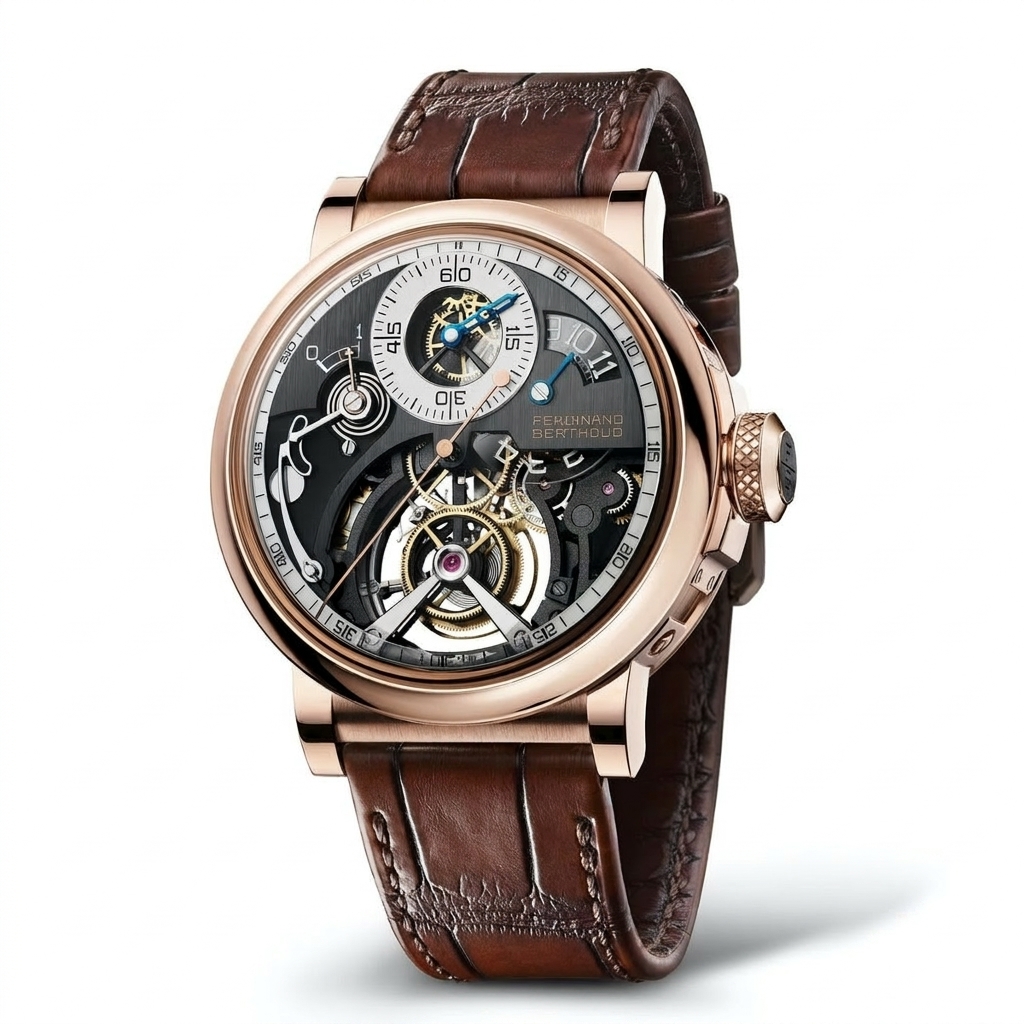 Mens Skeleton Automatic Watch Brown Strap