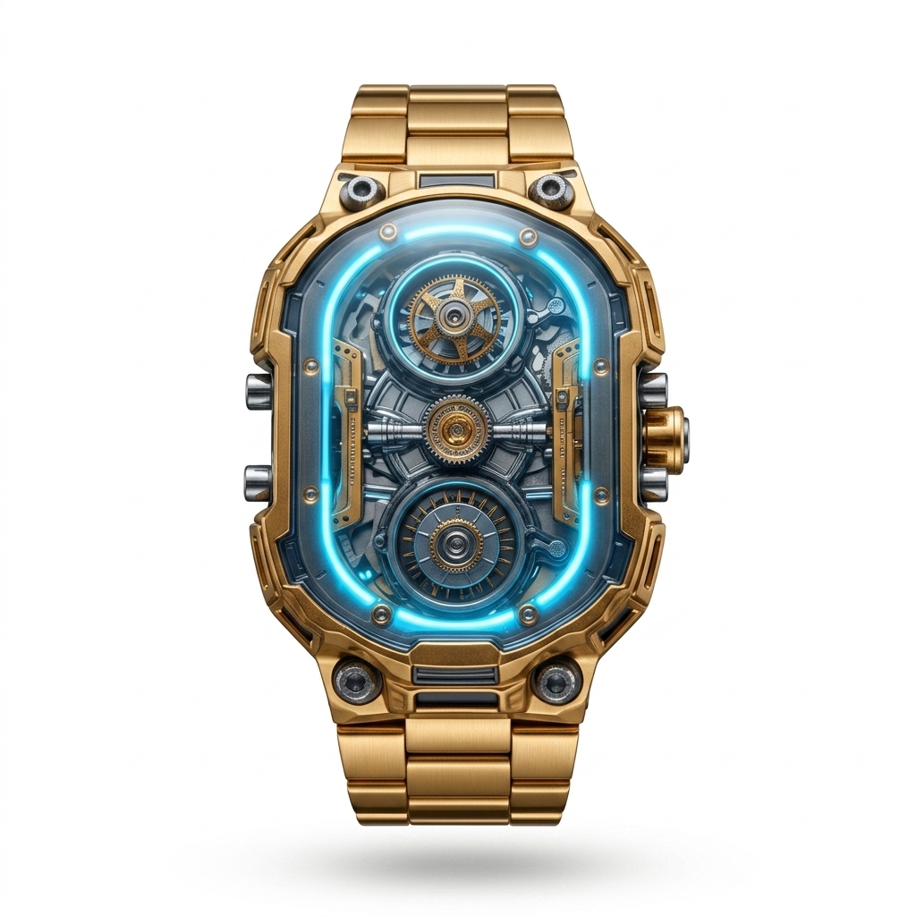 Gold Futuristic Mechanical Look Men's Watch