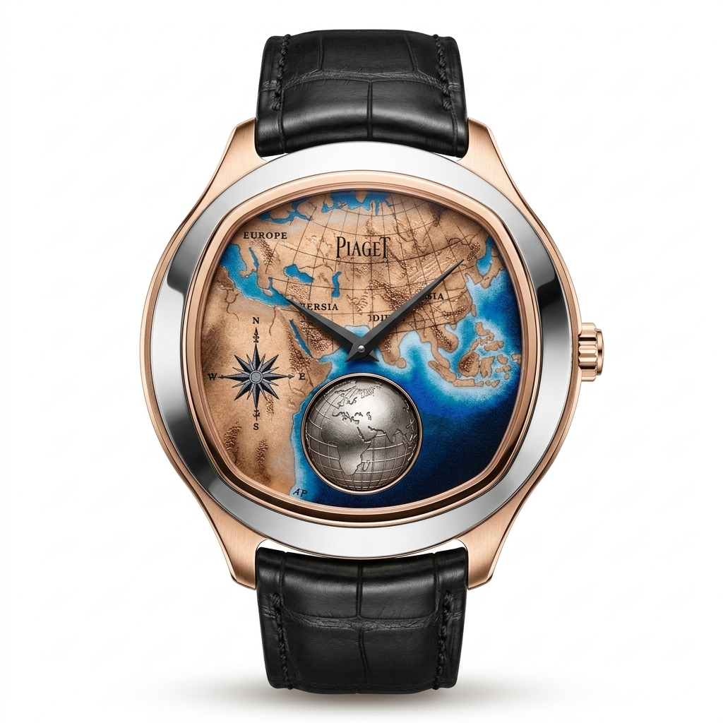 Piaget Luxury World Map Dial Rose Gold Watch