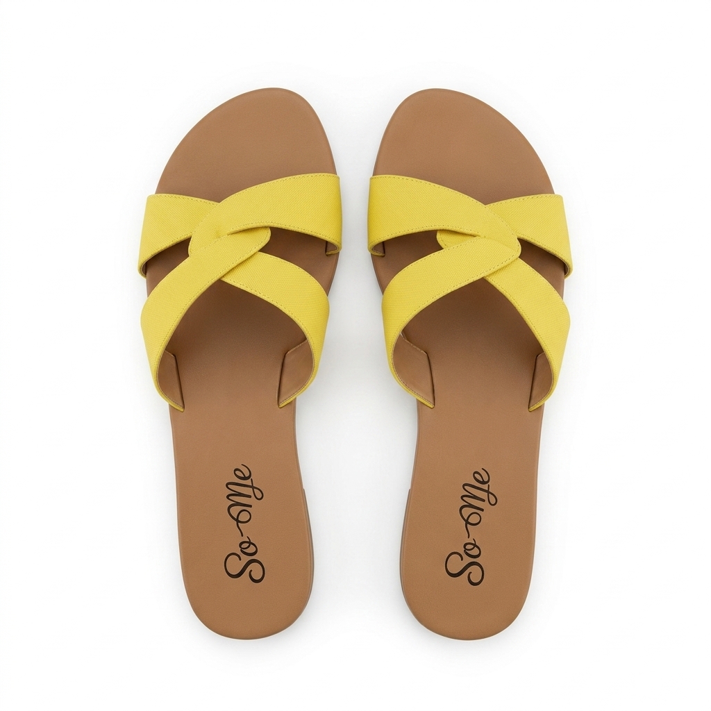 Yellow Criss-Cross Flat Sandals for Women