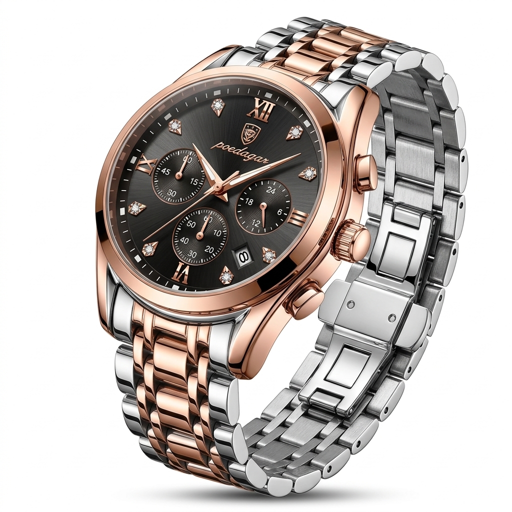 Poedagar Two-Tone Chronograph Men's Watch