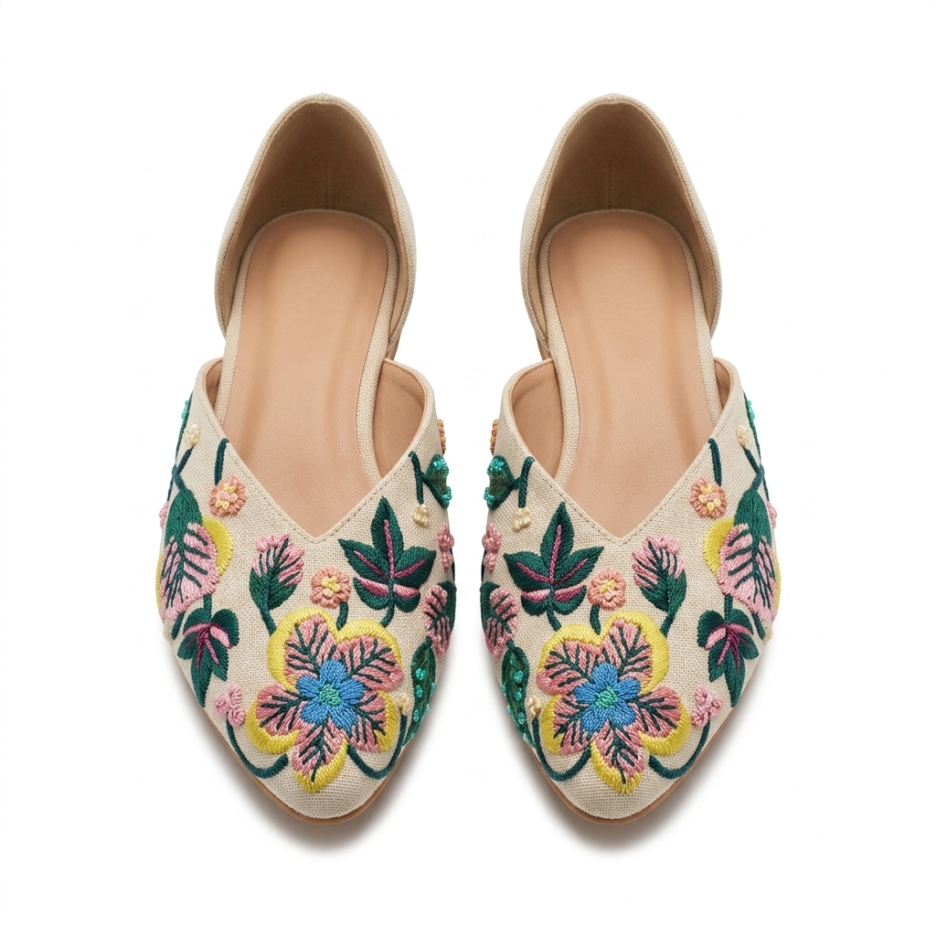 Floral Embroidered Juttis for Women
