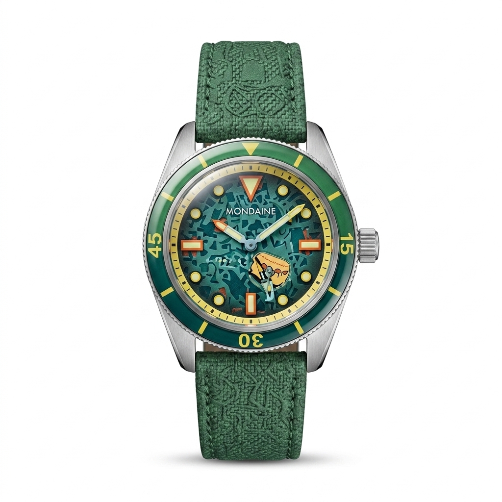 Mondaine Green Diver Watch | Unique Dial