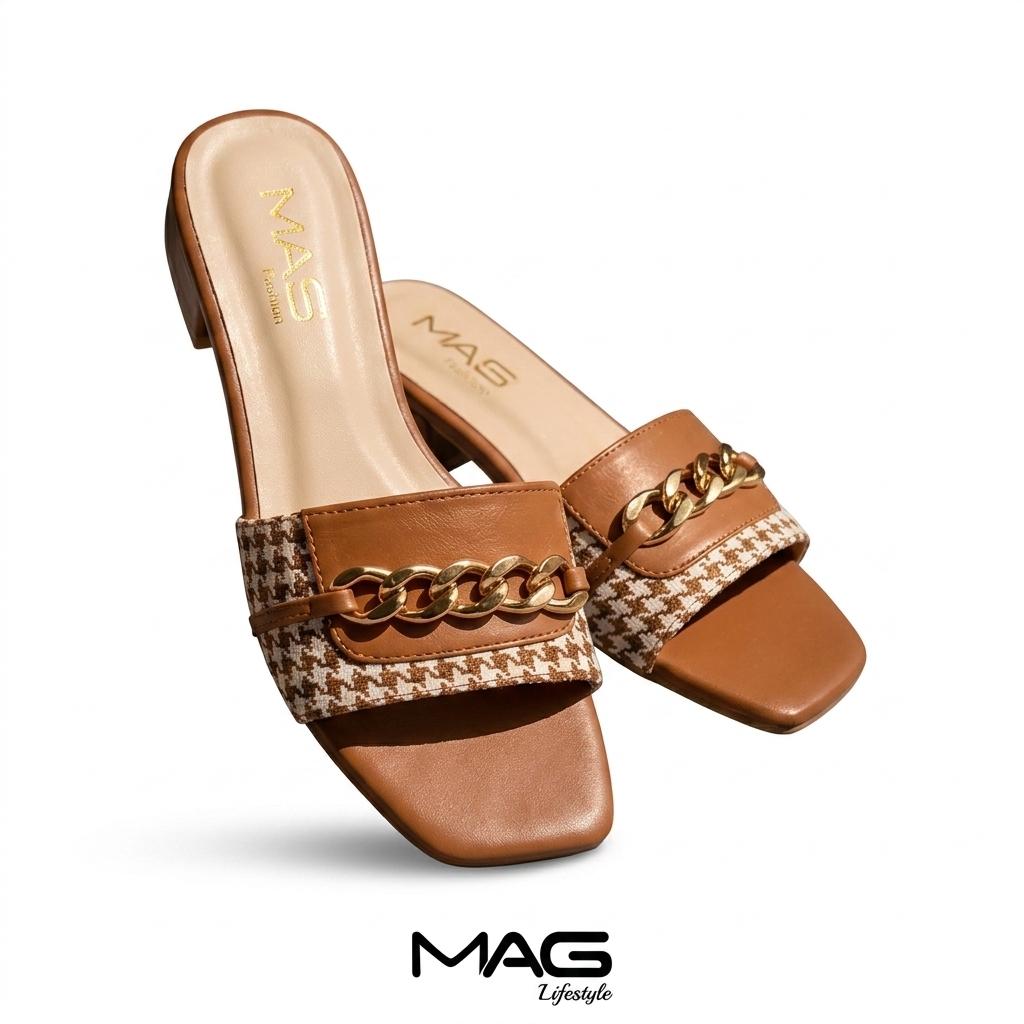 Women's Stylish Chain Accent Block Heel Sandals