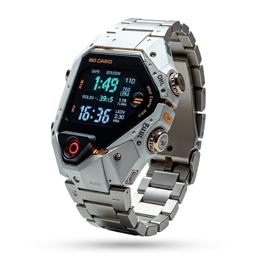 Casio Futuristic Smart Watch - Metallic Design
