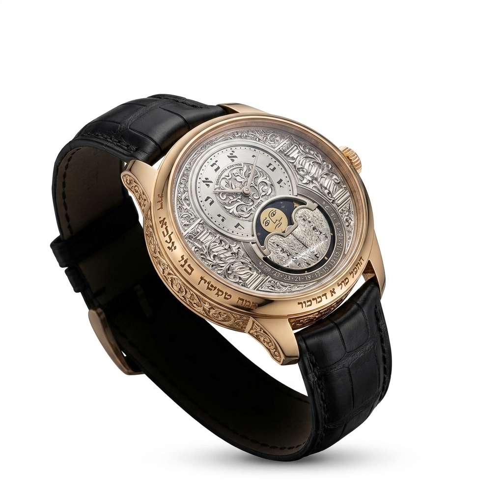 Luxury Engraved Moon Phase Men's Watch Gold