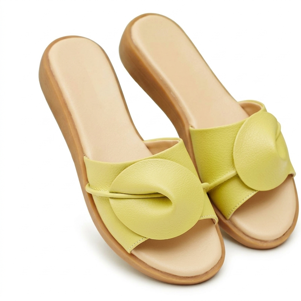 Stylish Lime Green Flat Slides for Women