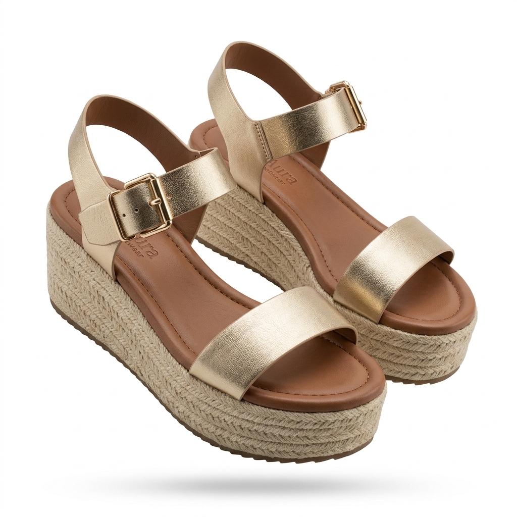 Stylish Gold Wedge Sandals for Women