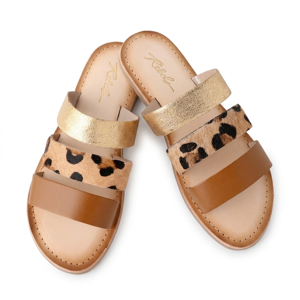 Women's Trendy Flat Sliders | Leopard Print Sandals