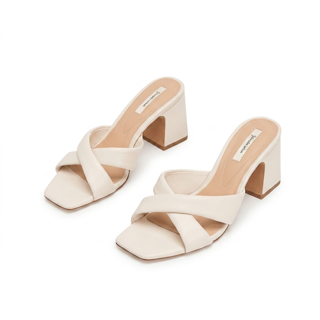 Cream Block Heel Mules | Stradivarius Women's Footwear