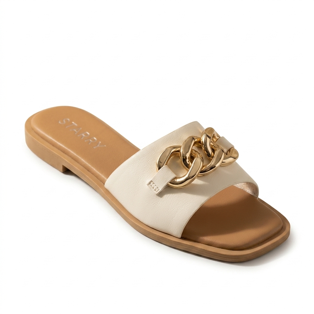 Chic Chain Embellished Flat Sliders for Women