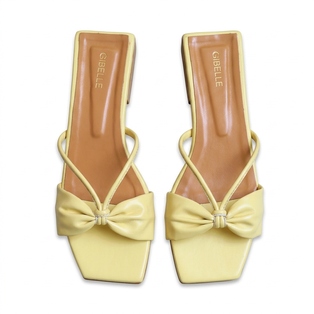 Stylish Yellow Bow Flat Sandals for Women