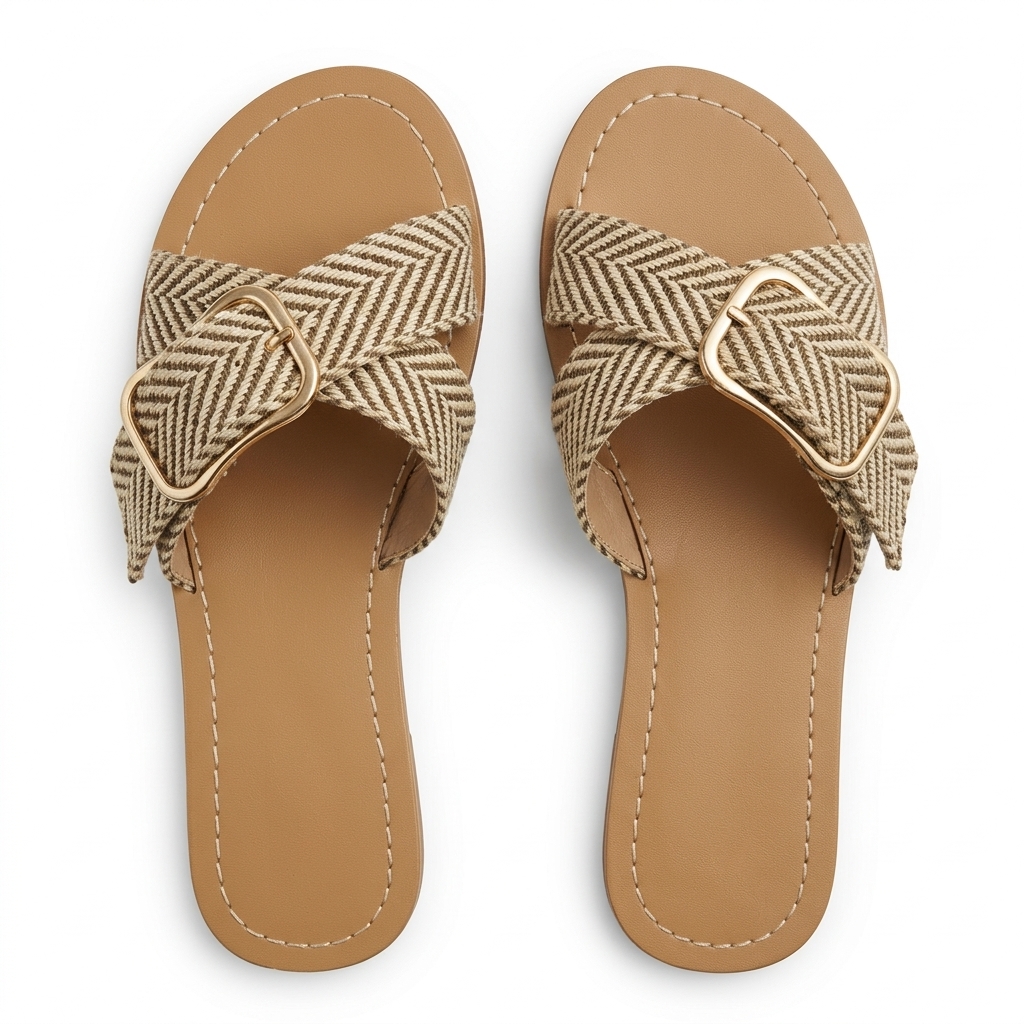 Stylish Women's Woven Strap Flat Sandals for Daily Wear