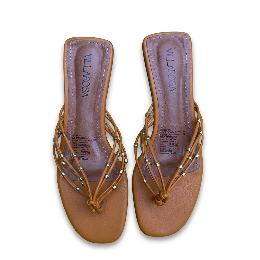 Women's Brown Beaded Flat Sandals