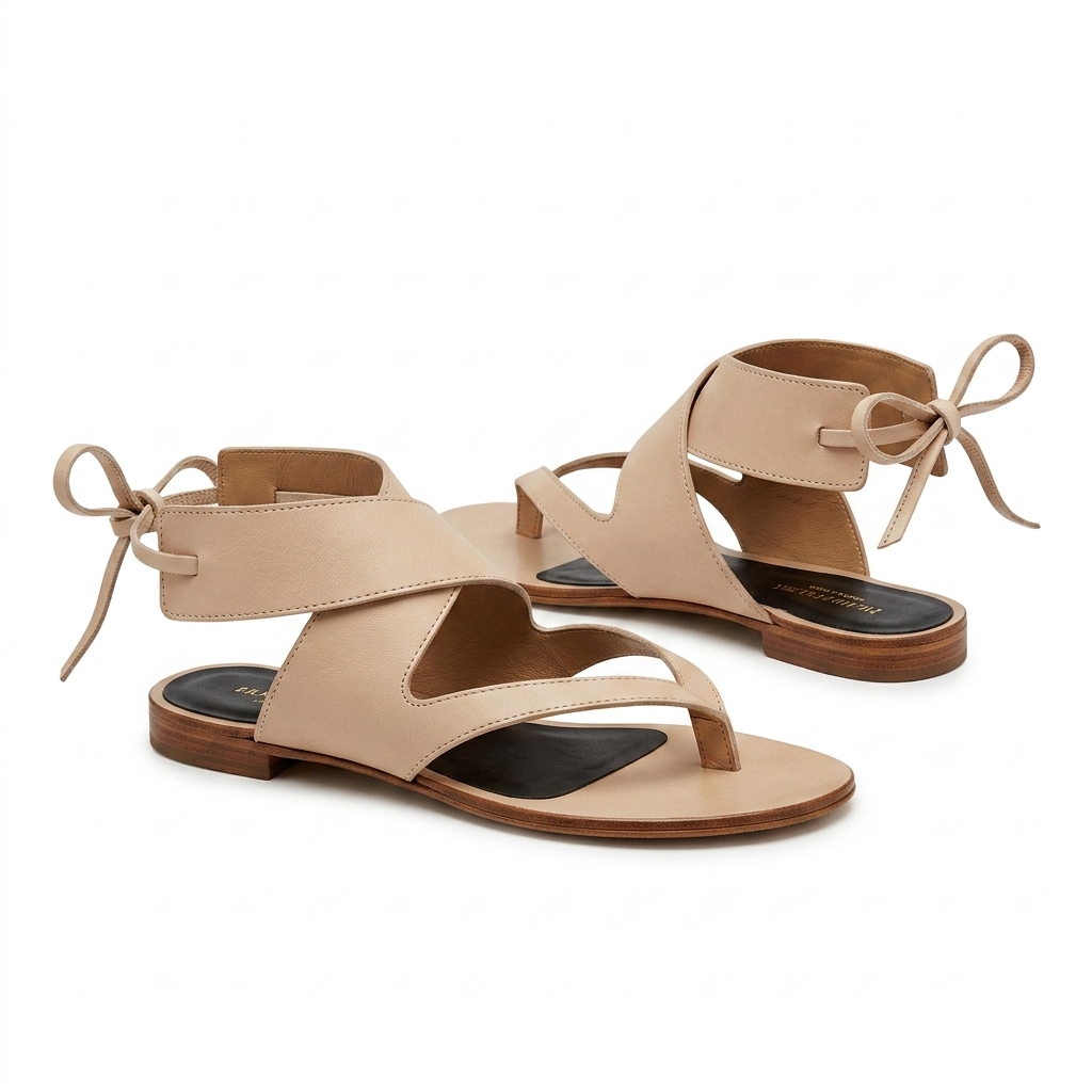 Stylish Nude Ankle Tie Flats for Women