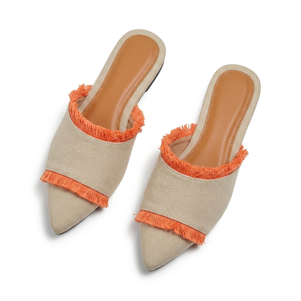 Stylish Frayed Pointed Toe Mules for Women