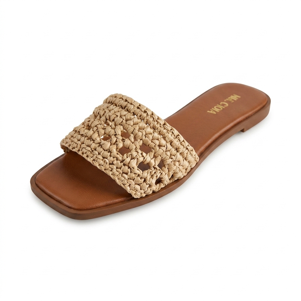 Stylish Beige Woven Flat Sandals for Women