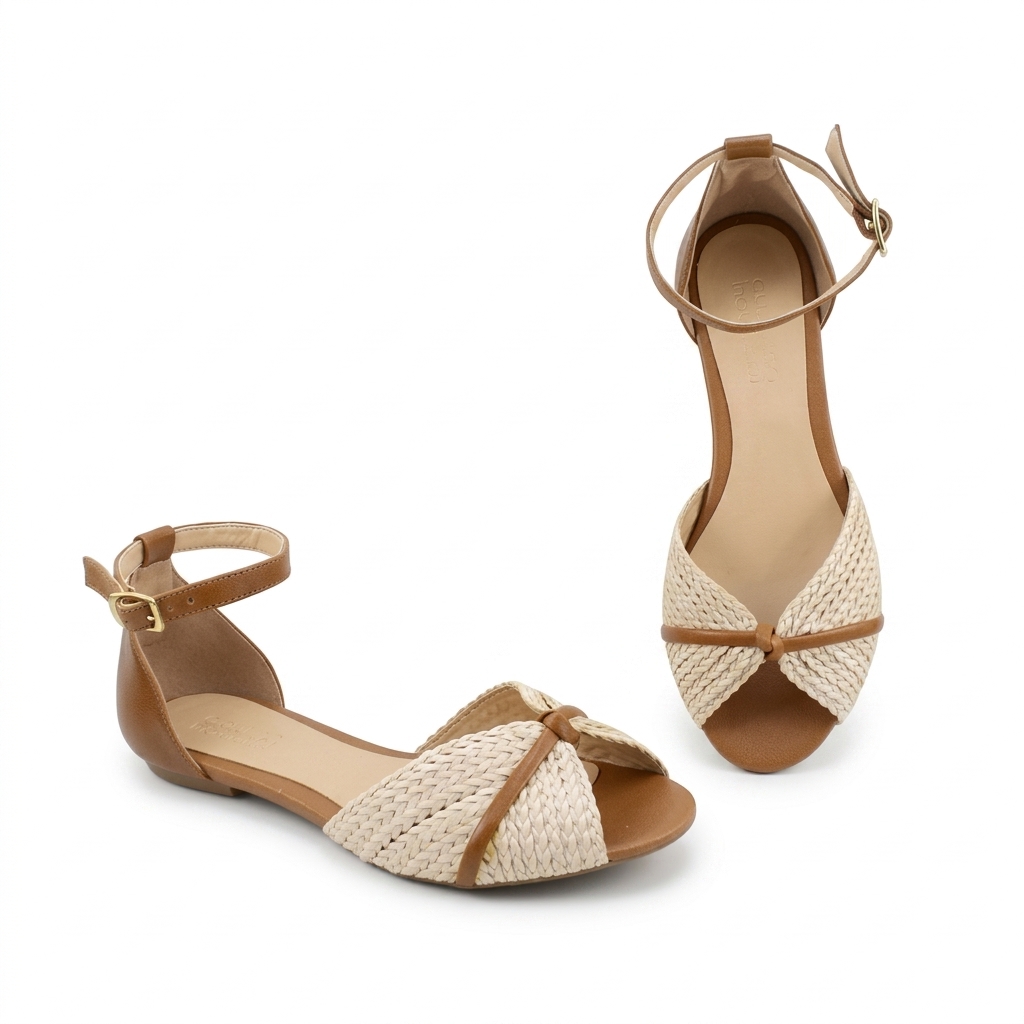 Trendy Braided Ankle Strap Flats for Women