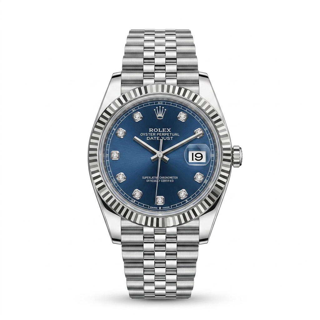 Men's Blue Dial Diamond Look Watch