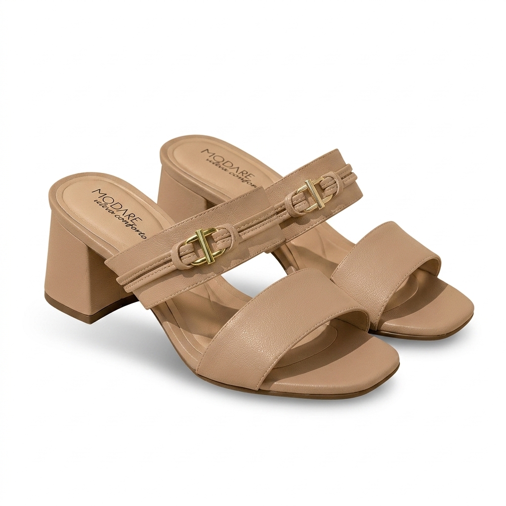 Stylish Beige Block Heel Mules for Women
