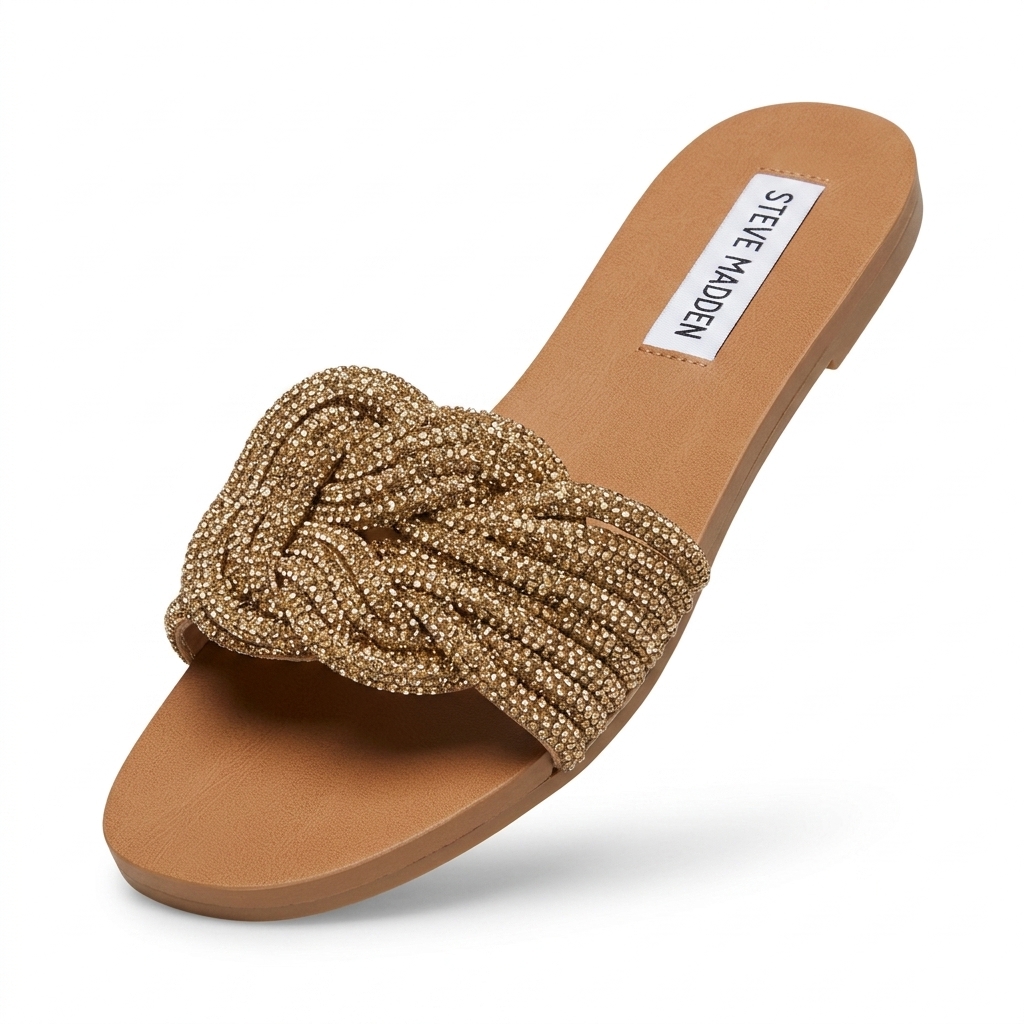 Steve Madden Gold Embellished Slide Sandals