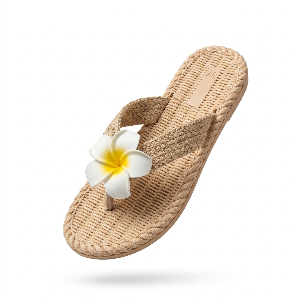 Women's Floral Woven Straw Flip-Flops