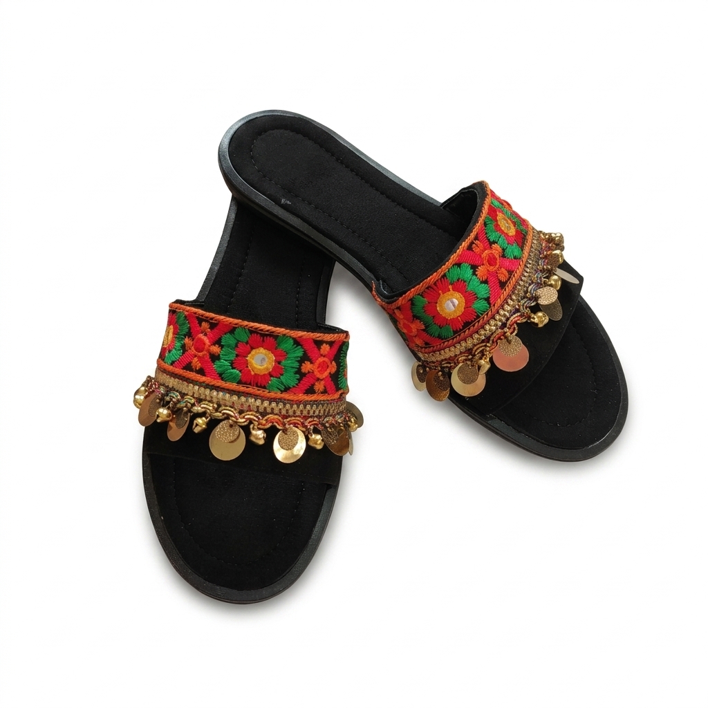 Ethnic Embroidered Slip-On Flats for Women