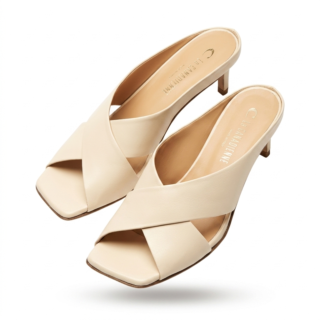Stylish Criss-Cross Strap Kitten Heel Mules for Women