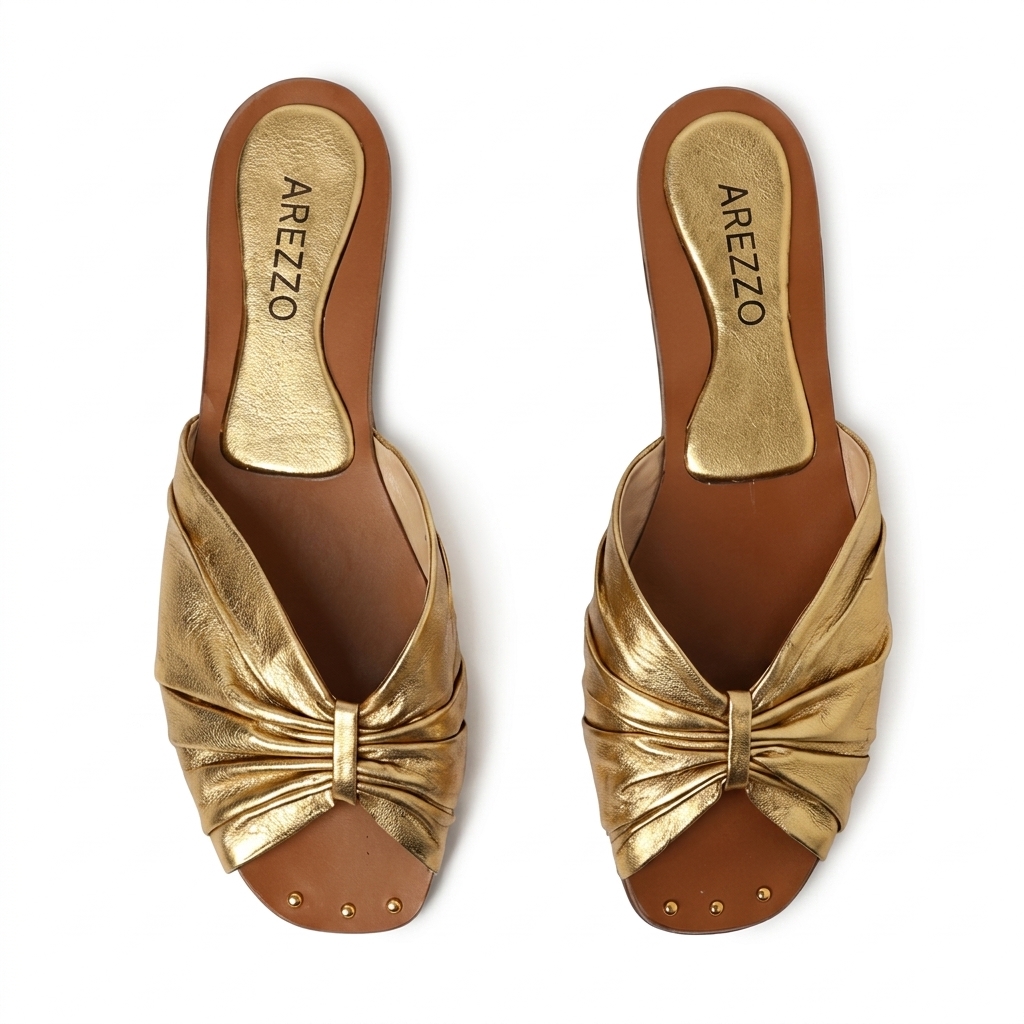 Arezzo Women's Gold Metallic Flat Sandals