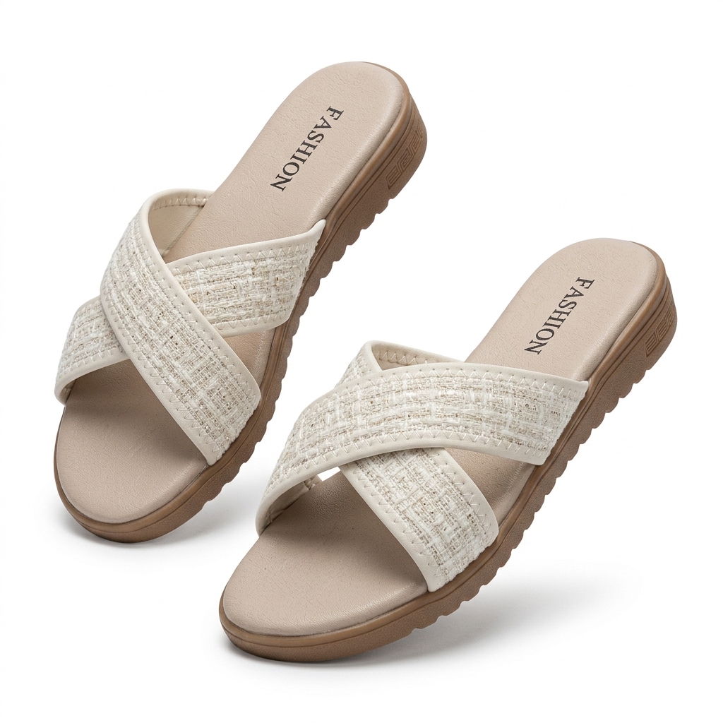 Women's Criss Cross Textured Slip-on Slides