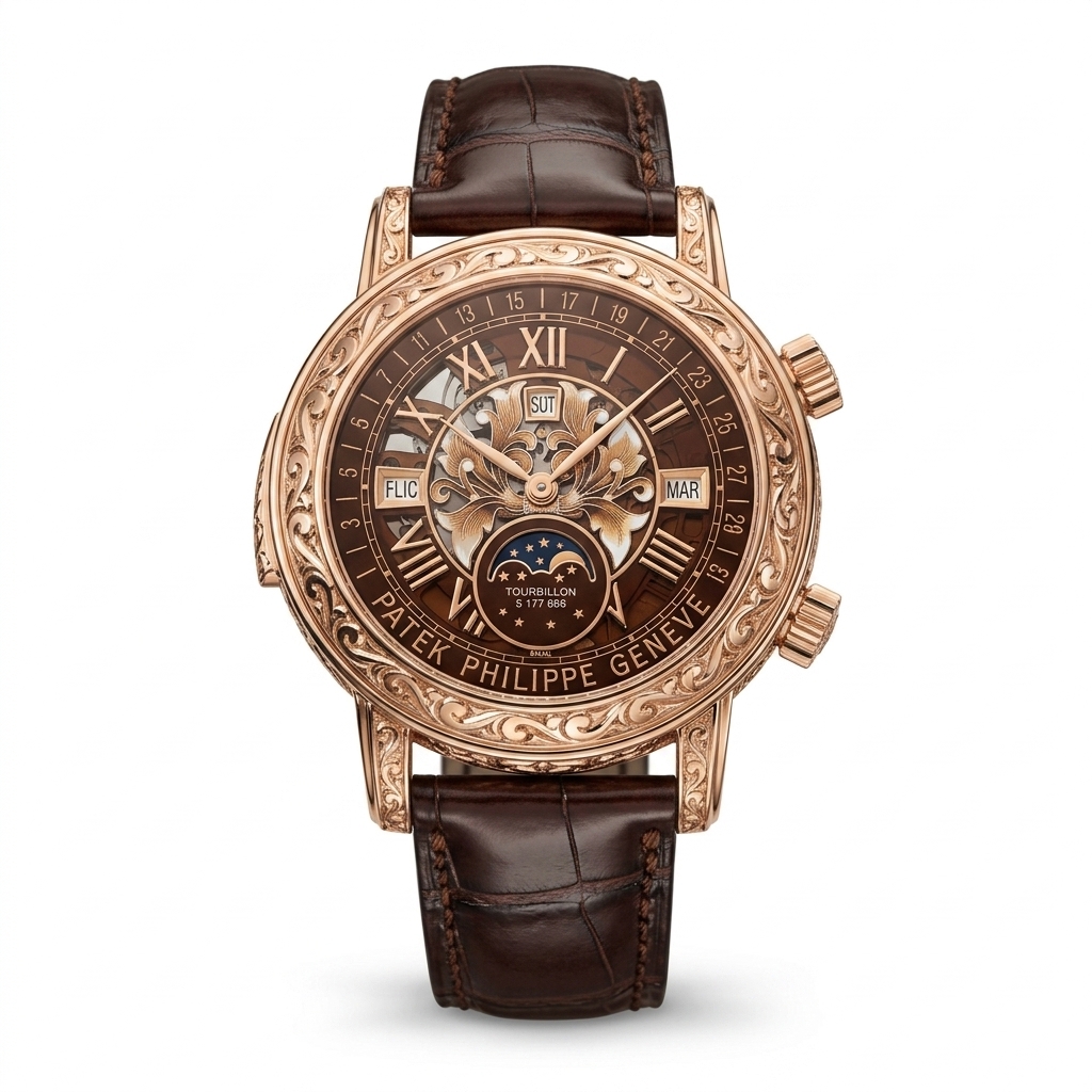 Patek Philippe Rose Gold Engraved Mechanical Watch